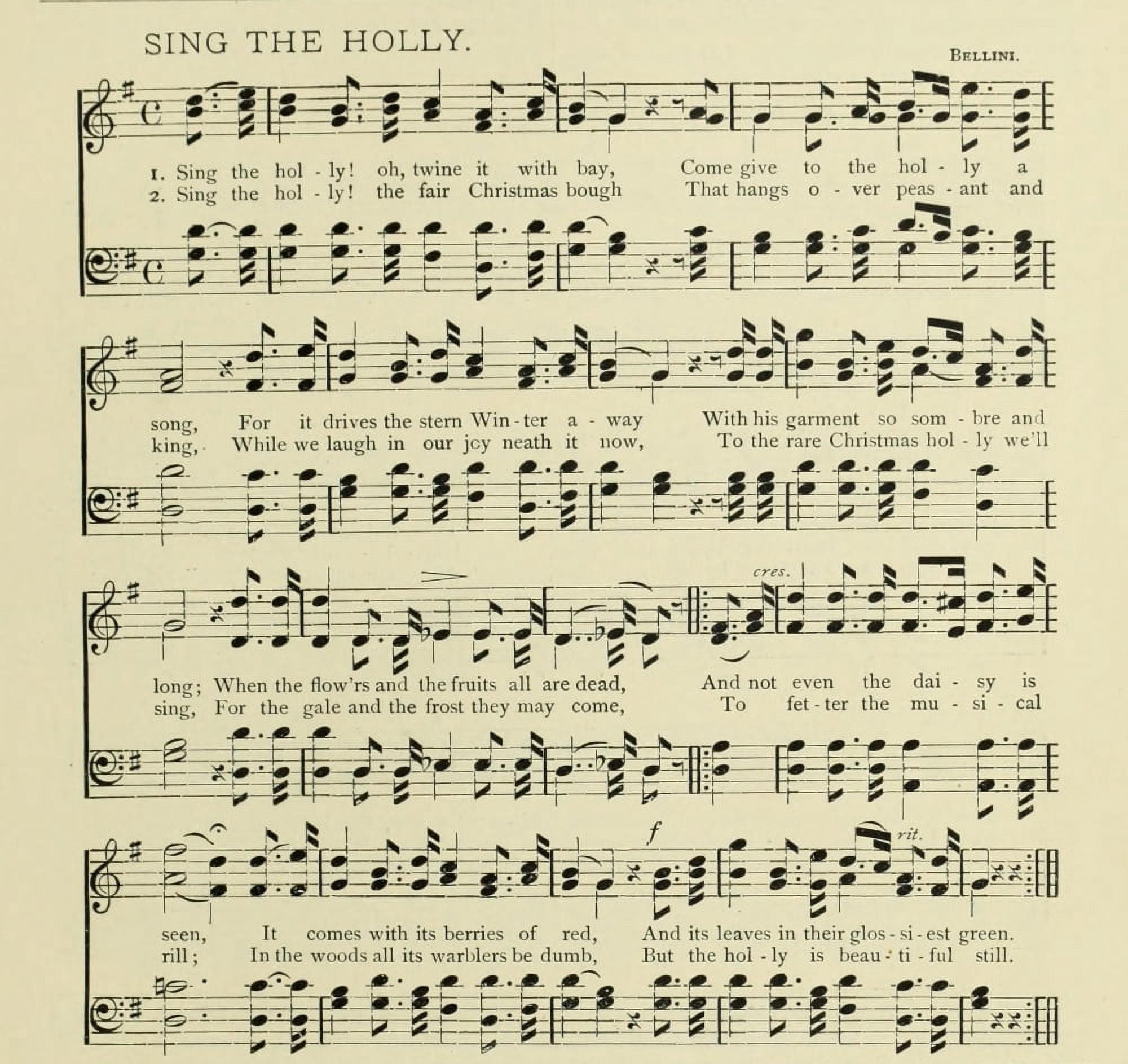 Sing the Holly Christmas in Song 1891 Canvas Art - (18 x 24)