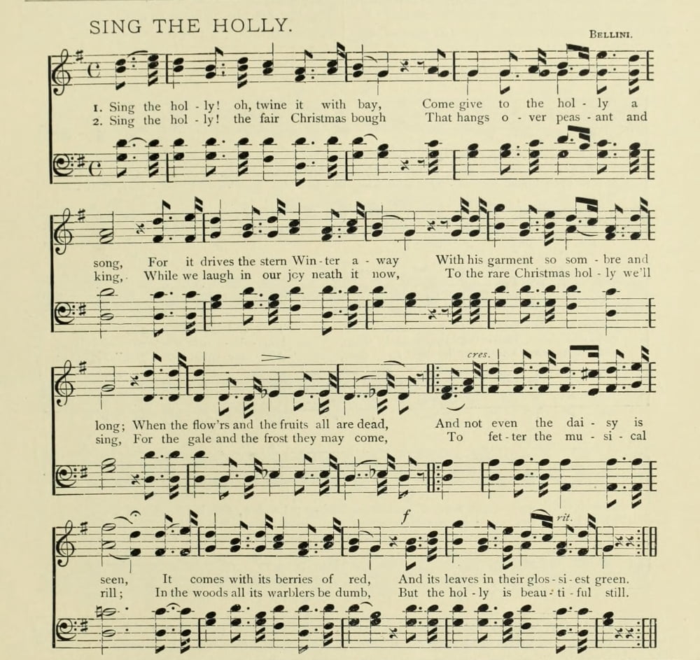 Sing the Holly Christmas in Song 1891 Canvas Art - (24 x 36)