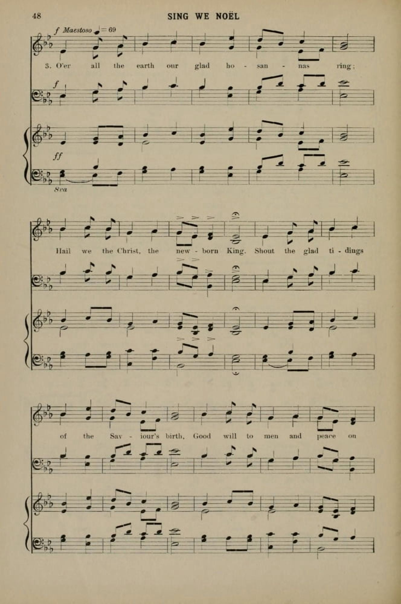 Sing we NoÔø?l 3 Christmas Carols & Hymns 1910 Canvas Art - (24 x 36)