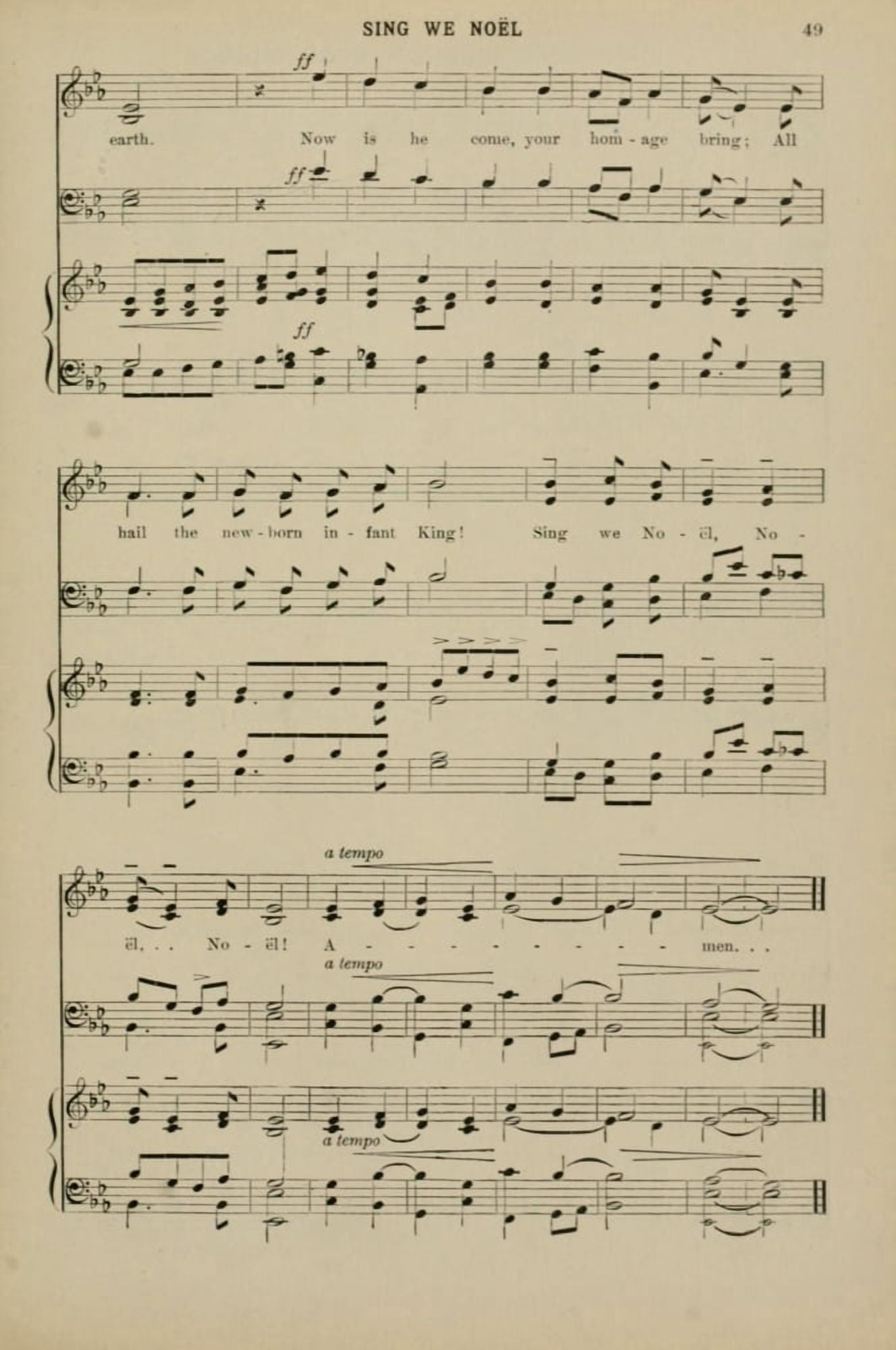 Sing we NoÔø?l 4 Christmas Carols & Hymns 1910 Canvas Art - (24 x 36)