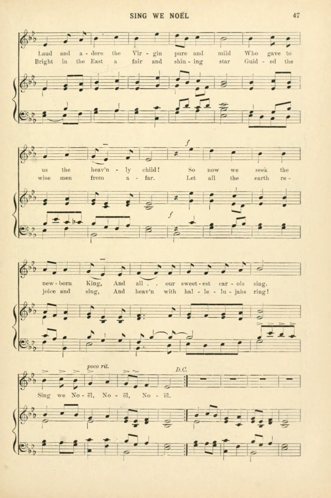 Sing we Noel Traditional Christmas Carols & Hymns 1910 Canvas Art - (24 x 36)