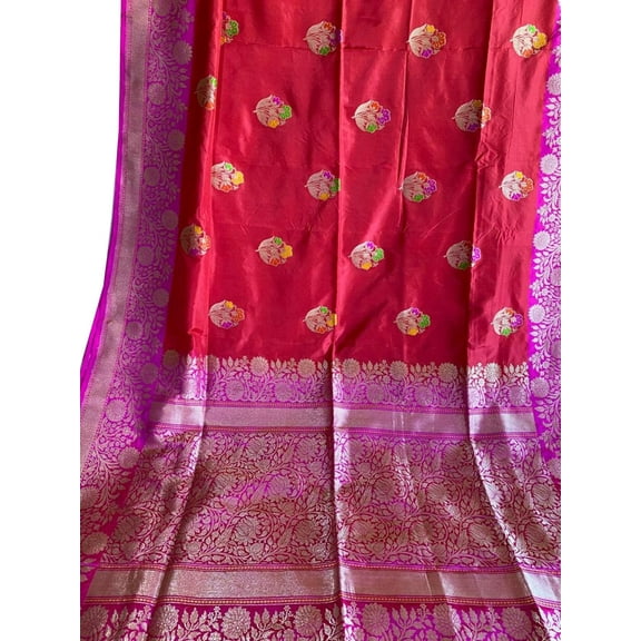 Singaara Women's Bridal Chilli Red Handloom Banarasi Katan Pure Silk Saree Pattu Sari