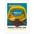 thumbnail image 1 of Singapore - American President Lines - Vintage Ocean Liner Travel Poster by John Russell Clift c.1958 - Bamboo Fine Art 290gsm Paper Print (Unframed) 18x24in, 1 of 4