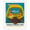thumbnail image 1 of Singapore - American President Lines - Vintage Ocean Liner Travel Poster by John Russell Clift c.1958 - Fine Art Rolled Canvas Print 20in x 26in, 1 of 4