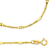 Singapore Chain Solid 14k Yellow Gold Necklace Valentino Links Diamond Cut Stamped , 1.4 mm - 16 inch