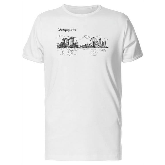 Singapore City Sketch T-Shirt Men -Image by Shutterstock, Male Large