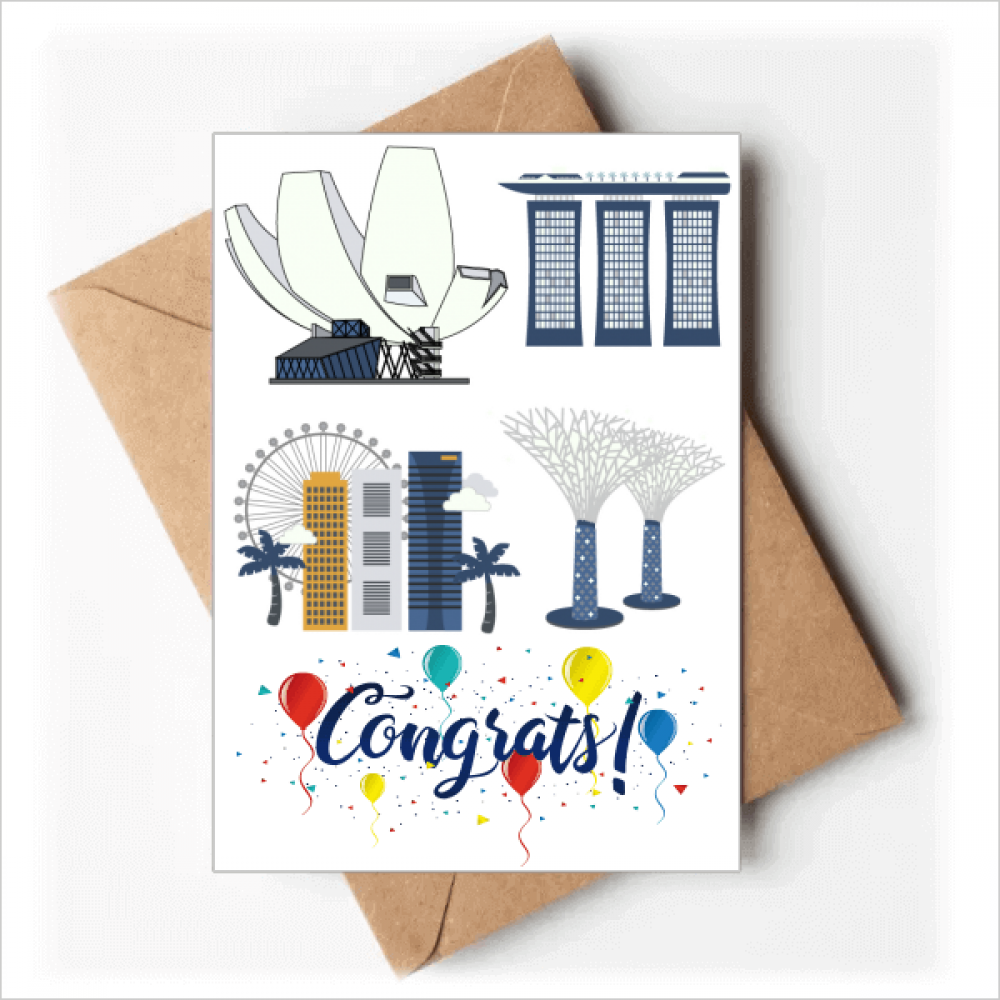 Singapore Famous Spots Art Deco Fashion Wedding Cards Congratulations