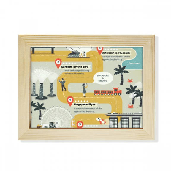 Singapore Famous Spots Route Desktop Photo Frame Picture Art Decoration Painting 6x8 inch