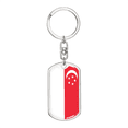 thumbnail image 1 of Singapore Flag Swivel Keychain Dog Tag Stainless Steel or 18k Gold, 1 of 10