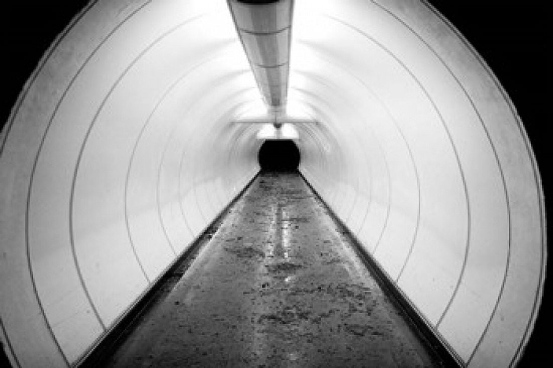 Singapore Illuminated Pedestrian Tunnel Paths Canvas Art - Micah Wright DanitaDelimont (17 x 11)