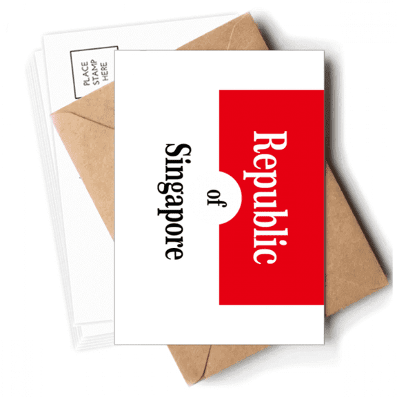 Singapore Lion City Flag Colors English Postcards Envelopes Blank Note Cards Mailing