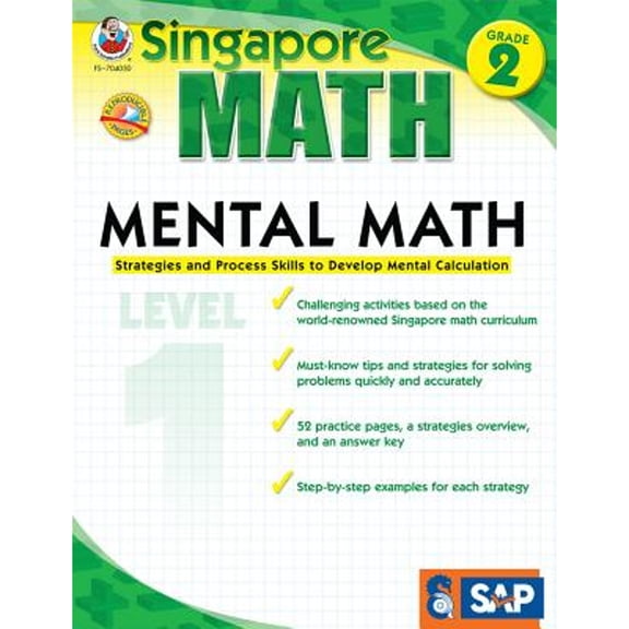 Pre-Owned Singapore Math – Mental Math Level 1 Workbook for 2nd Grade, Paperback, 64 Pages, Ages 7–8 with Answer Key (Paperback) 193602408X