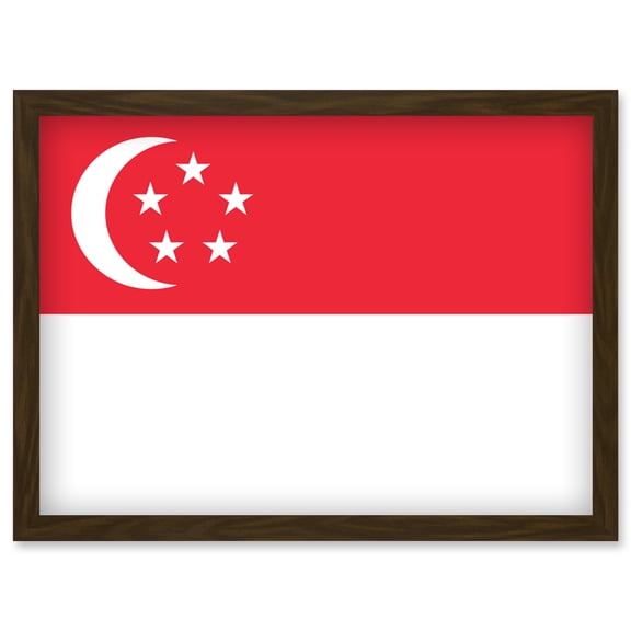 Singapore National Flag Patriotic Vexillology World Flags Country Region Poster Artwork Framed Wall Art Print A4