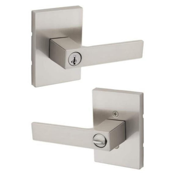 Singapore Satin Nickel Reversible Rectangular Straight Keyed Entry Door Lever Featuring SmartKey Technology