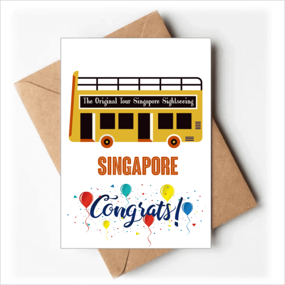 Singapore Sightseeing Shuttle Bus Wedding Cards Congratulations Greeting Envelopes