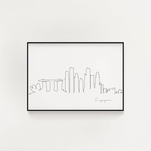 Singapore Skyline Print Line Art Singapore Minimalist Wall Art City Skyscraper Fine Art Nordic Home Decor Landmark