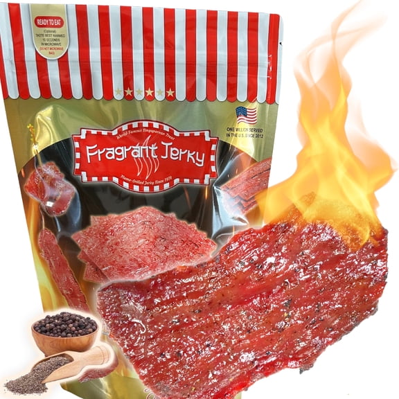 Singapore-Style Fire-Grilled Beef Jerky (Black Pepper Flavor 8 oz.) *Grilled Fresh to Your Order *Shipped the Same Day - L.A. Times "Handmade Gift" Winner