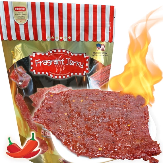 Singapore-Style Fire-Grilled Beef Jerky (Spicy Flavor 4 oz.) *Grilled Fresh to Your Order *Shipped the Same Day - L.A. Times "Handmade Gift" Winner