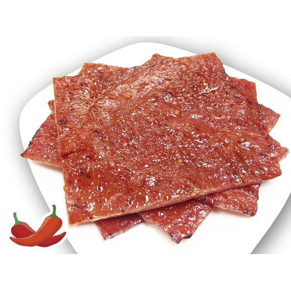 Singapore-Style Fire-Grilled Pork Jerky (Spicy Flavor 8 oz.) *Grilled Fresh to Your Order *Shipped the Same Day - L.A. Times "Handmade Gift" Winner
