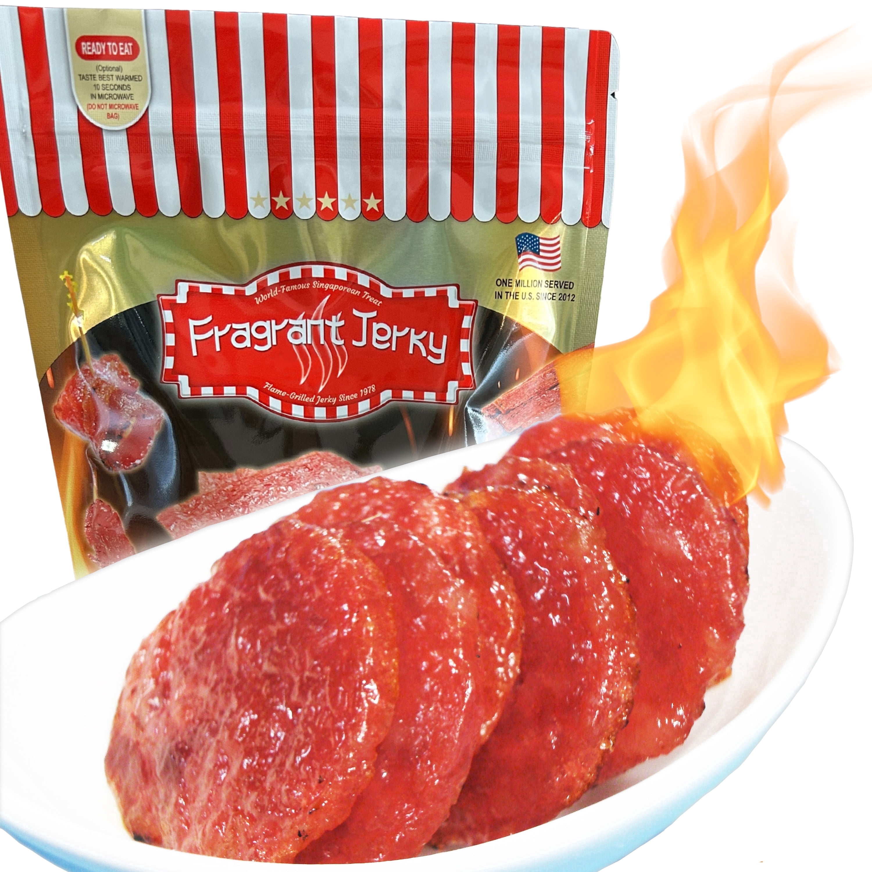 Singapore-Style Fire-Grilled Tender Pork Jerky (Original Flavor - Medallion Shaped 8 oz.) *Grilled Fresh to Your Order *Shipped the Same Day - L.A. Times "Handmade Gift" Winner