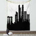 thumbnail image 1 of Singapore Tapestry, Silhouette of the Buildings in Monochrome Style Busy Urban Vibes, Wall Hanging for Bedroom Living Room Dorm Decor, 60W X 80L Inches, Charcoal Grey and White, by Ambesonne, 1 of 5