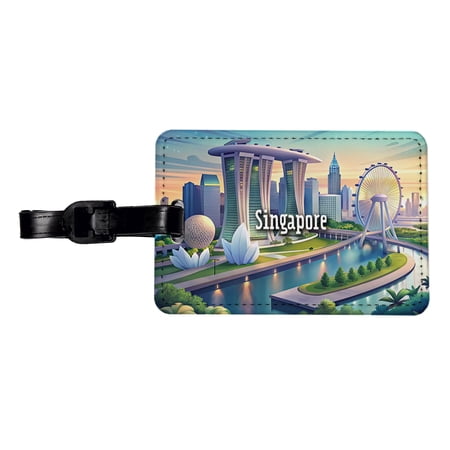 Singapore Travel City Country Stamp Faux Leather Travel Luggage Tag