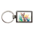 thumbnail image 1 of Singapura Cat Watercolor Style Metal Rectangle Keychain, 1 of 7