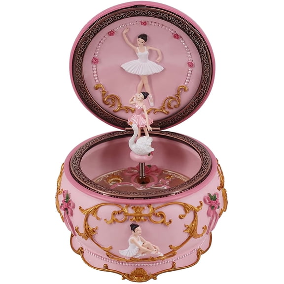 Singeek Classical Ballerina Music Box Collectible Mechanical Musical Box with Colorful Lights and Sankyo 18-Note Wind Up Signs of The Girl Heart Gift for Birthday Christmas(Swan Lake) Y101
