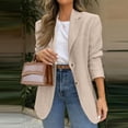 thumbnail image 1 of Singel Breasted Blazer Womens Button Casual Open Front Long Sleeve Suit Jackets Business Work Office Blazers Khaki 2XL, 1 of 5