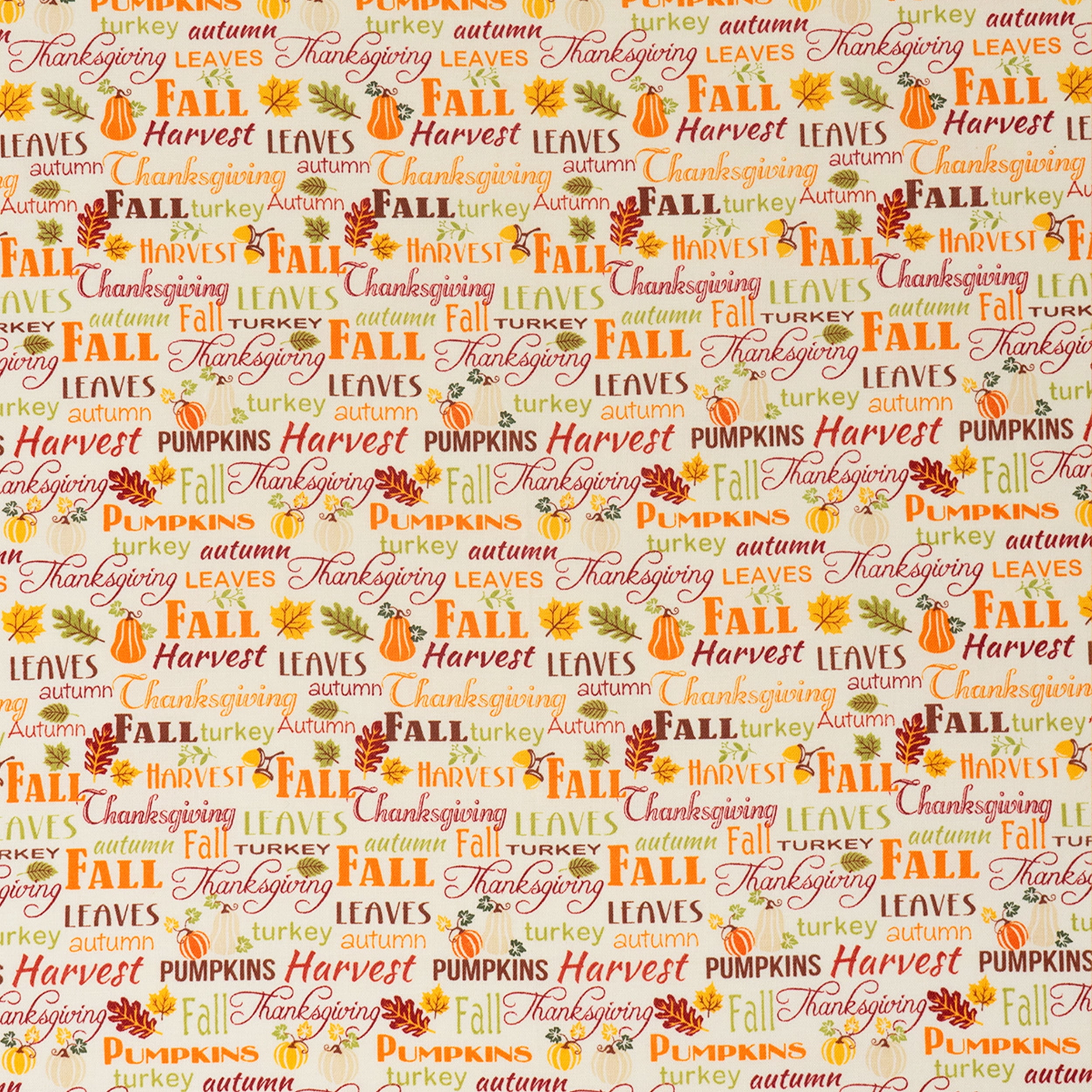 Singer, 100% Cotton, Fall Words, Cut by Yard