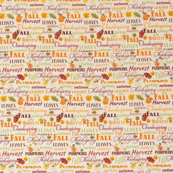 Singer, 100% Cotton, Fall Words, Cut by Yard