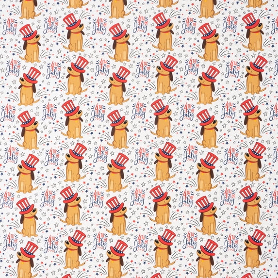 Singer, 100% Cotton, Festive Dogs In Hats, Cut by Yard