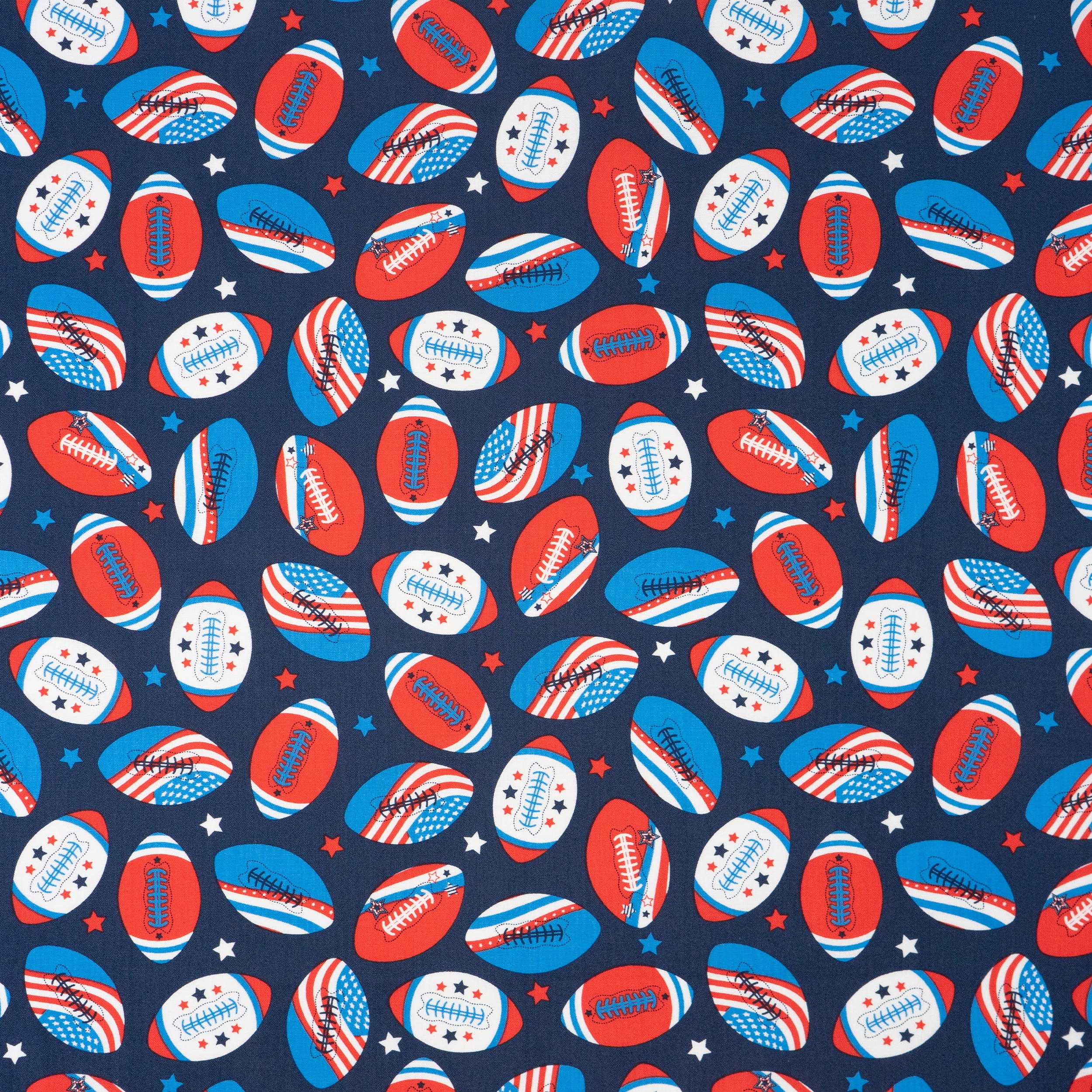 Singer, 100% Cotton, Flags On Footballs, Cut by Yard