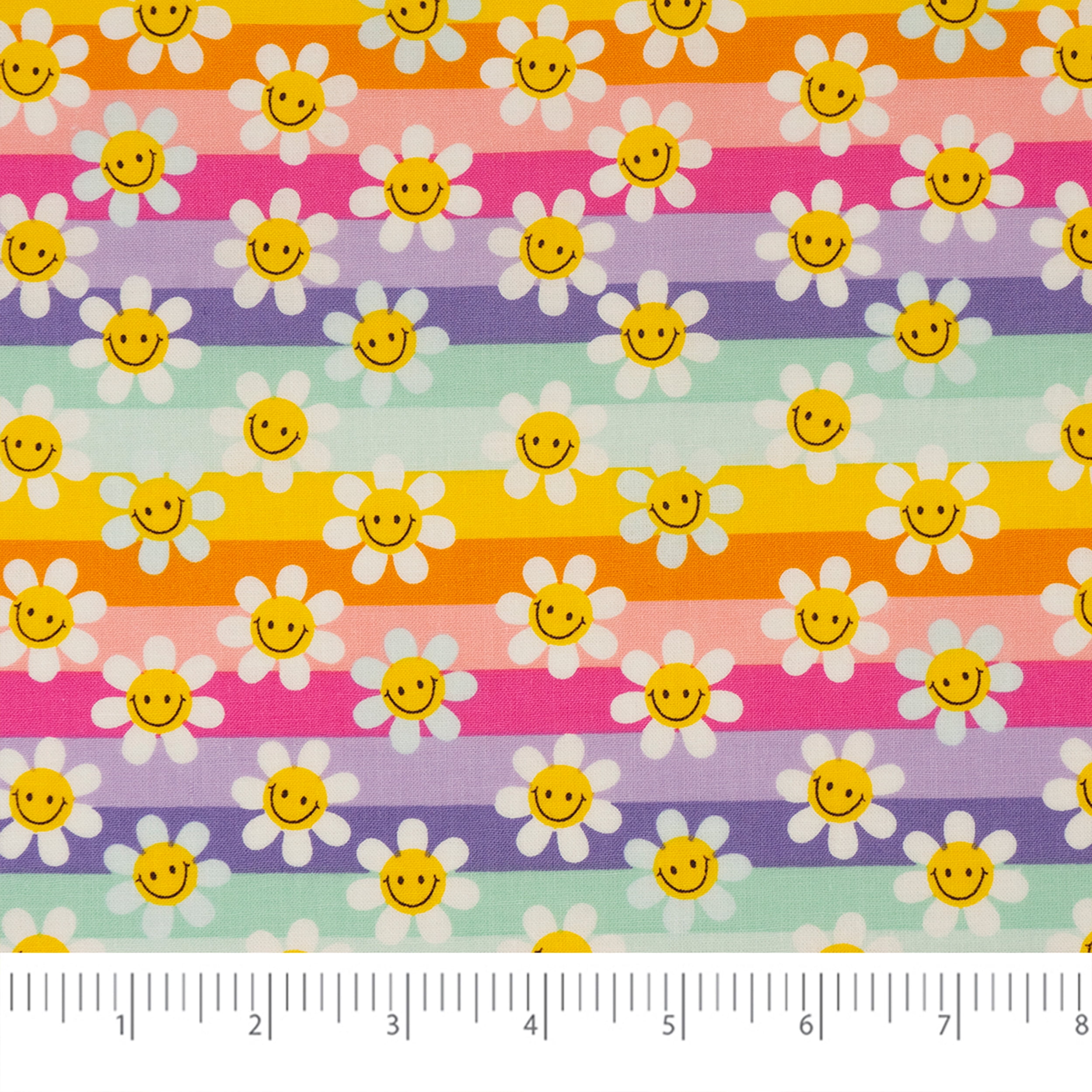 Singer Pink Daisy Stripes Quilted Cotton Fabric by the Yard