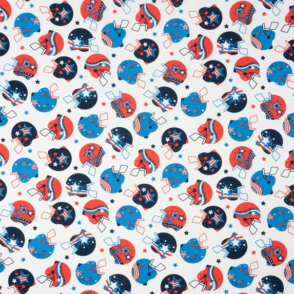 Singer, 100% Cotton, Patriotic Football Helmets, Cut by Yard