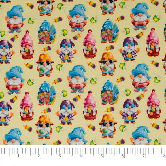 Singer Fabric, 100% Cotton, Sewing & Crafting, 44" Wide, Rainbow Colorful Gnome, Cut by Yard
