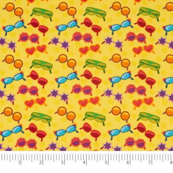 Singer Fabric, 100% Cotton, Sewing & Crafting, 44" Wide, Rainbow Summer Sunglasses, Cut by Yard