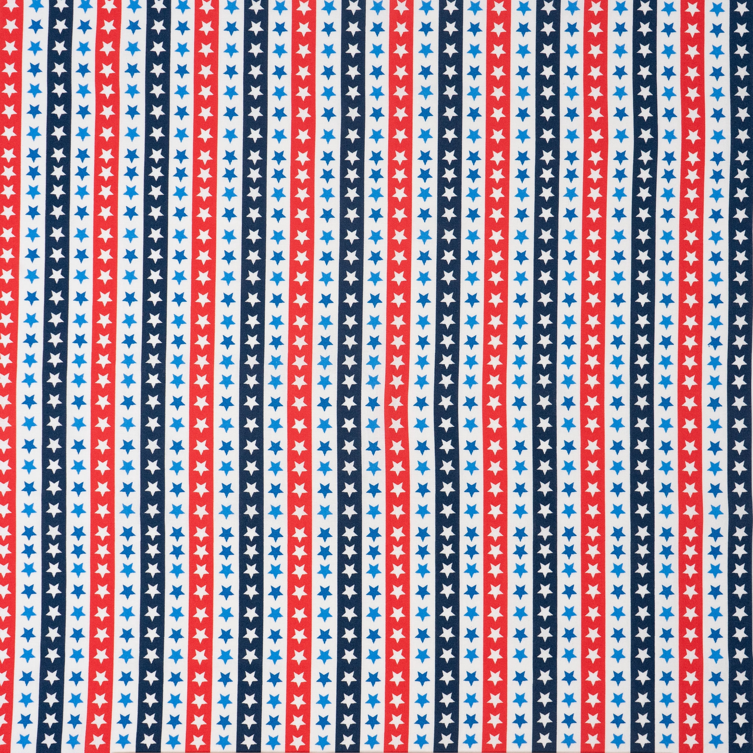 Singer, 100% Cotton, Red White And Blue Stars In Line, Cut by Yard