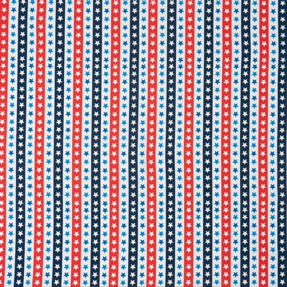 Singer, 100% Cotton, Red White And Blue Stars In Line, Cut by Yard