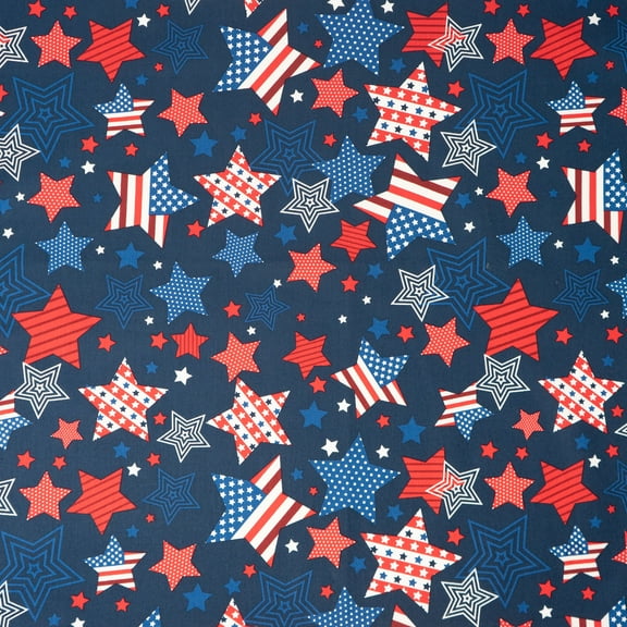 Singer, 100% Cotton, Stars Allover On Navy, Cut by Yard