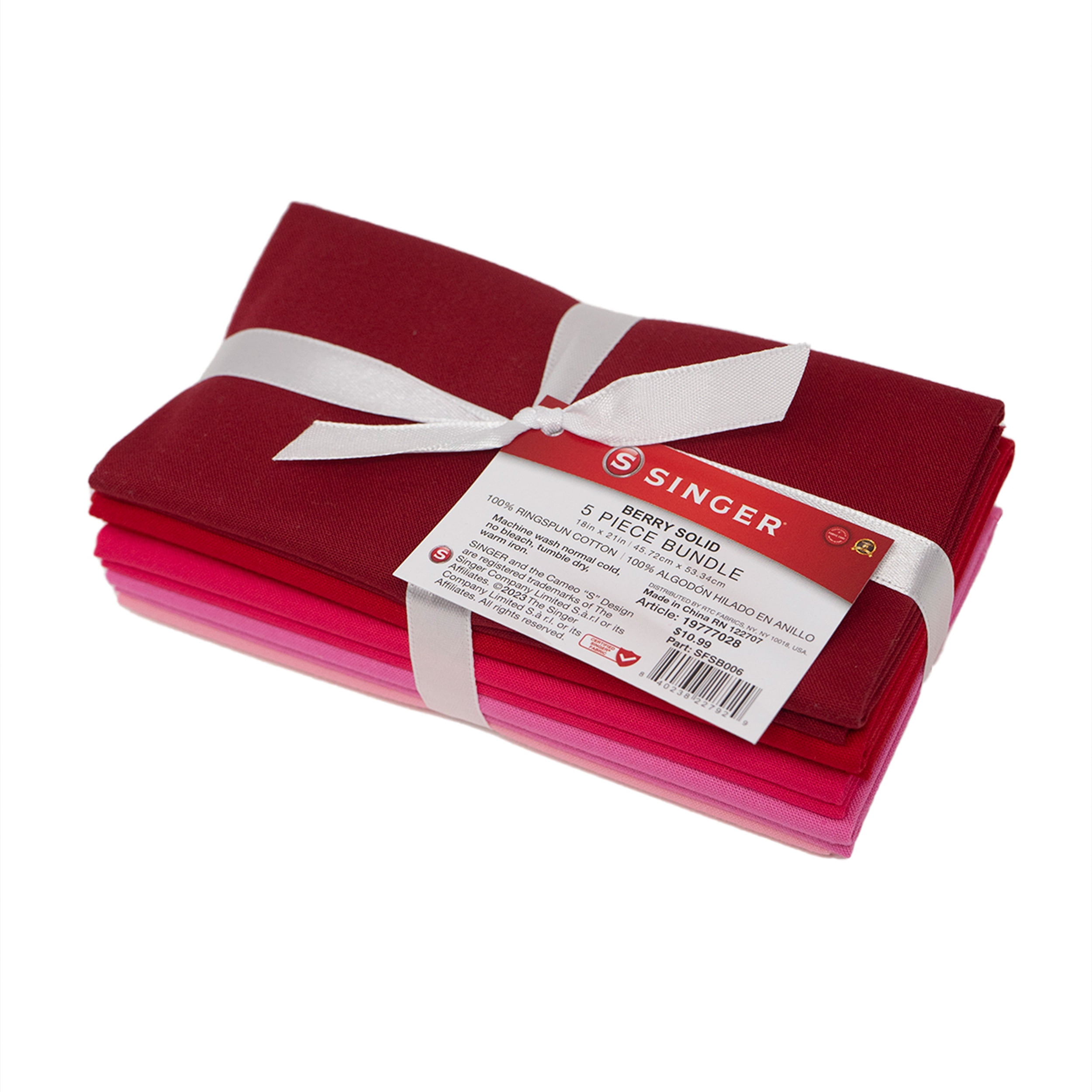 Berry Solid 100% Cotton 5-Piece Fabric Bundle
