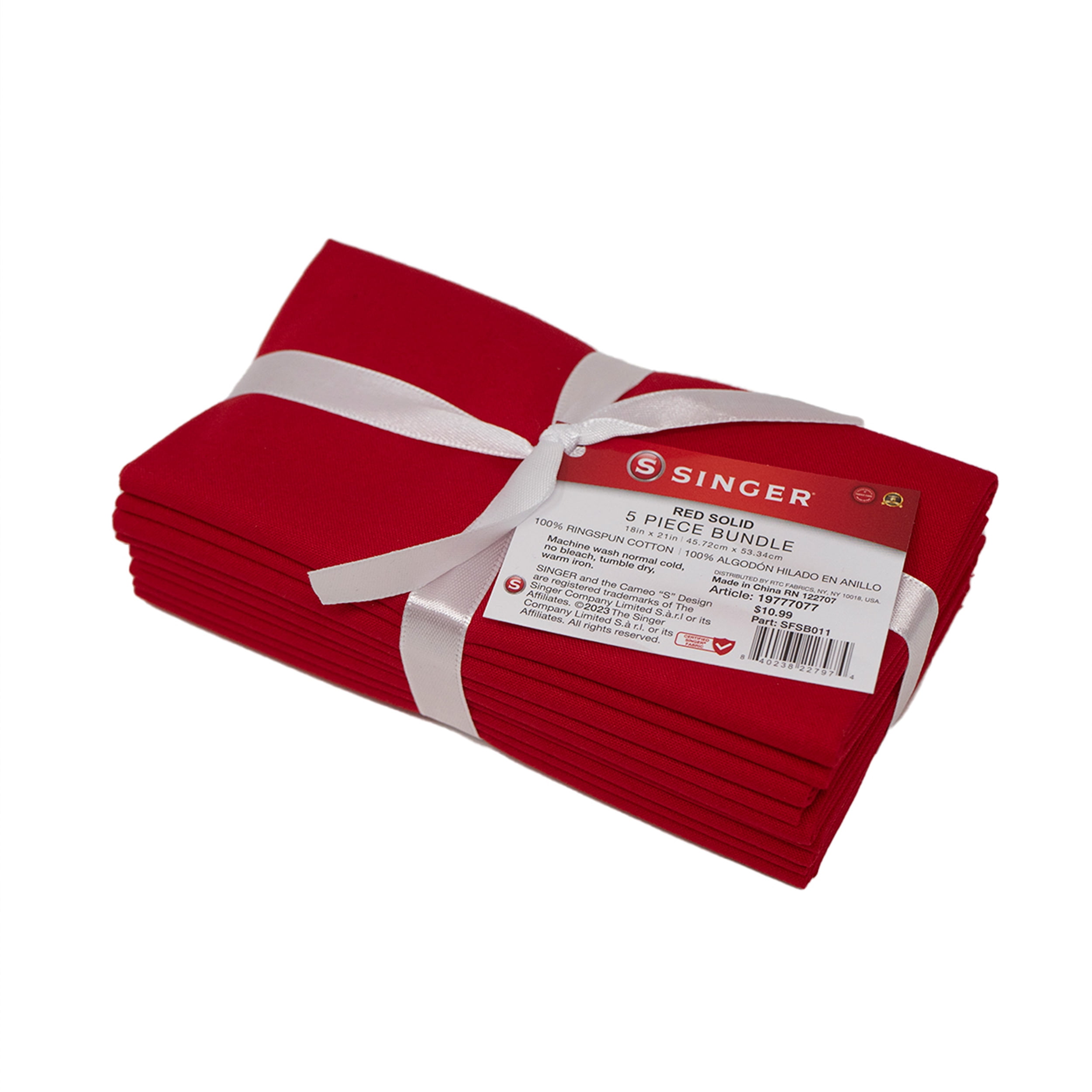 Singer 100 Max Singer, 100% Premium Cotton, Red Solid 5Pc Bundle - Walmart.com