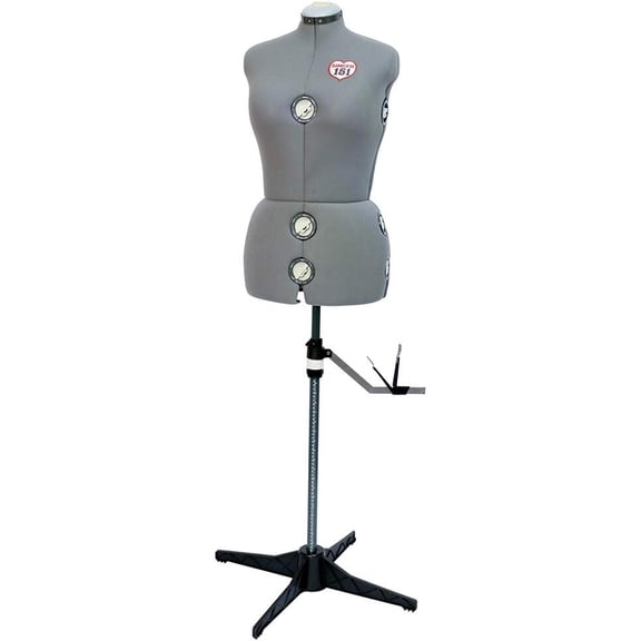 Singer Adjustable Gray Dress Form, Fits Sizes 4-10, Foam Backing for Pinning, 360 Degree Hem Guide