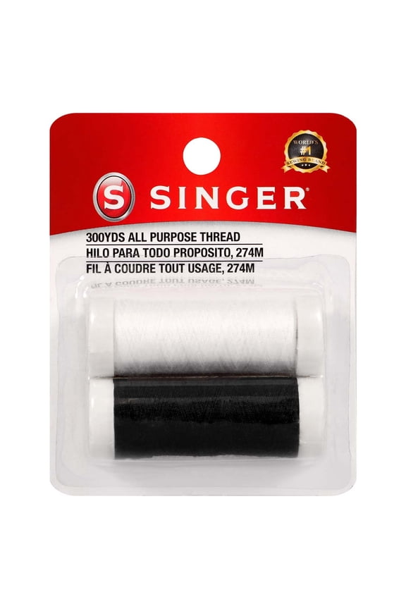 2-Pack All-Purpose Polyester Thread Spools, Black and White, 150 Yards Each