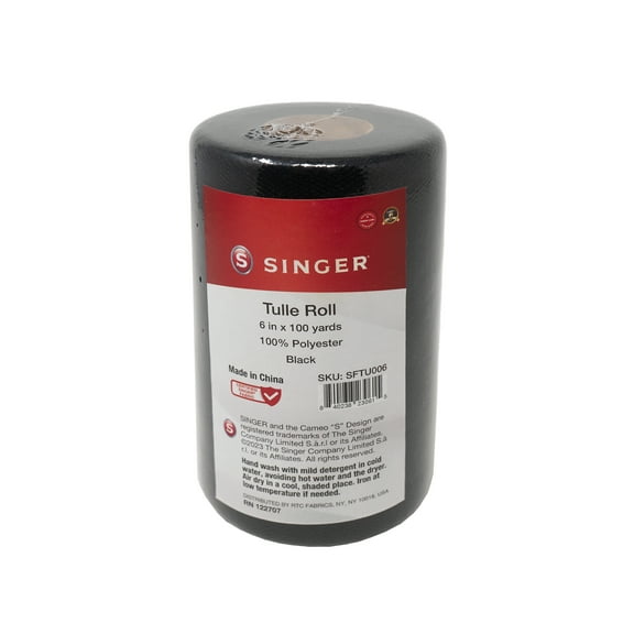 Singer Black Tulle Fabric Rolls 6 Inch by 100 Yards (300 ft)