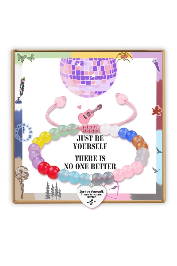 Singer Bracelet Tay lor Quotes Merch, Valentines Gifts for Fans with Motivational Card, Adjustable Taylor Jewelry as Birthday Gifts for for Girls, Women, wife, Daughter, Granddaughter,sister