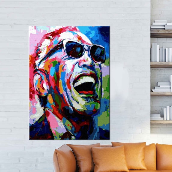 Singer Canvas Gift, Canvas Print, Wall Art Canvas, Large Printed Canvas, Musicians Canvas Poster, Ray Charles Canvas, Canvas Wall Decor - Natural Framed