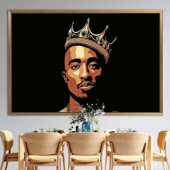 Singer Canvas, Tupac Poster, Hip Hop Artwork, Tupac Shakur, 2pac Canvas, Rapper Printed, Famous Wall Decor, Renowned Art Canvas, Canvas Wall Decor - 3P-Gold Framed