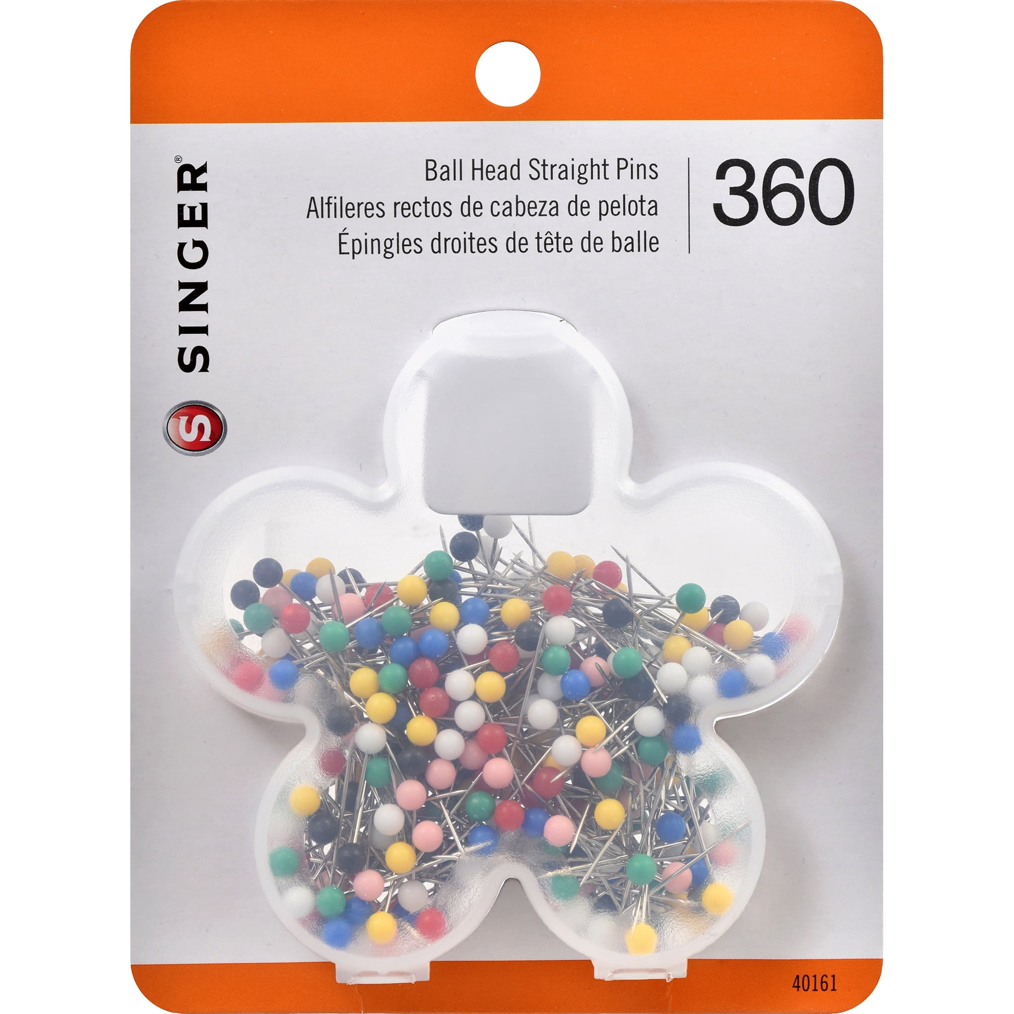 SINGER Ball Head Quilting Pins in Flower Case, Assorted Colors, 360 Piece
