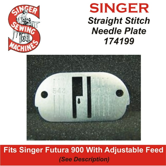 Singer Compatible Straight Stitch Needle Plate 174199 Fits Futura 900 With Adjustable Feed